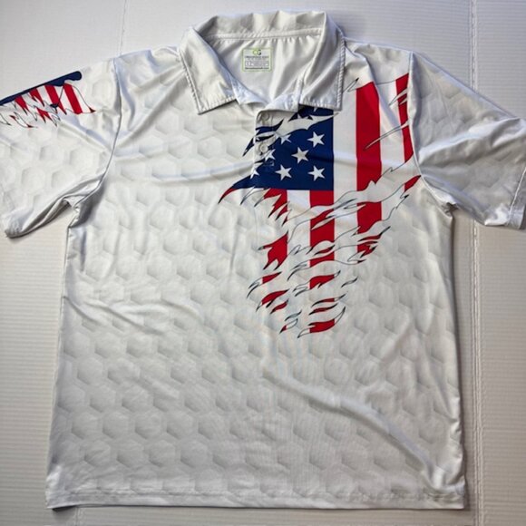 Obnoxious Golf L Polo Shirt Patriotic American Flag Performance OG of Loud Golf - Picture 2 of 10